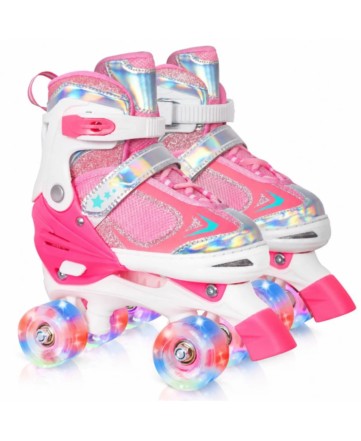Adjustable Quad Roller Skates Light Up Wheels Indoor Outdoor Sports Birthday Gift - Cotton Candy Dream by Furlihong