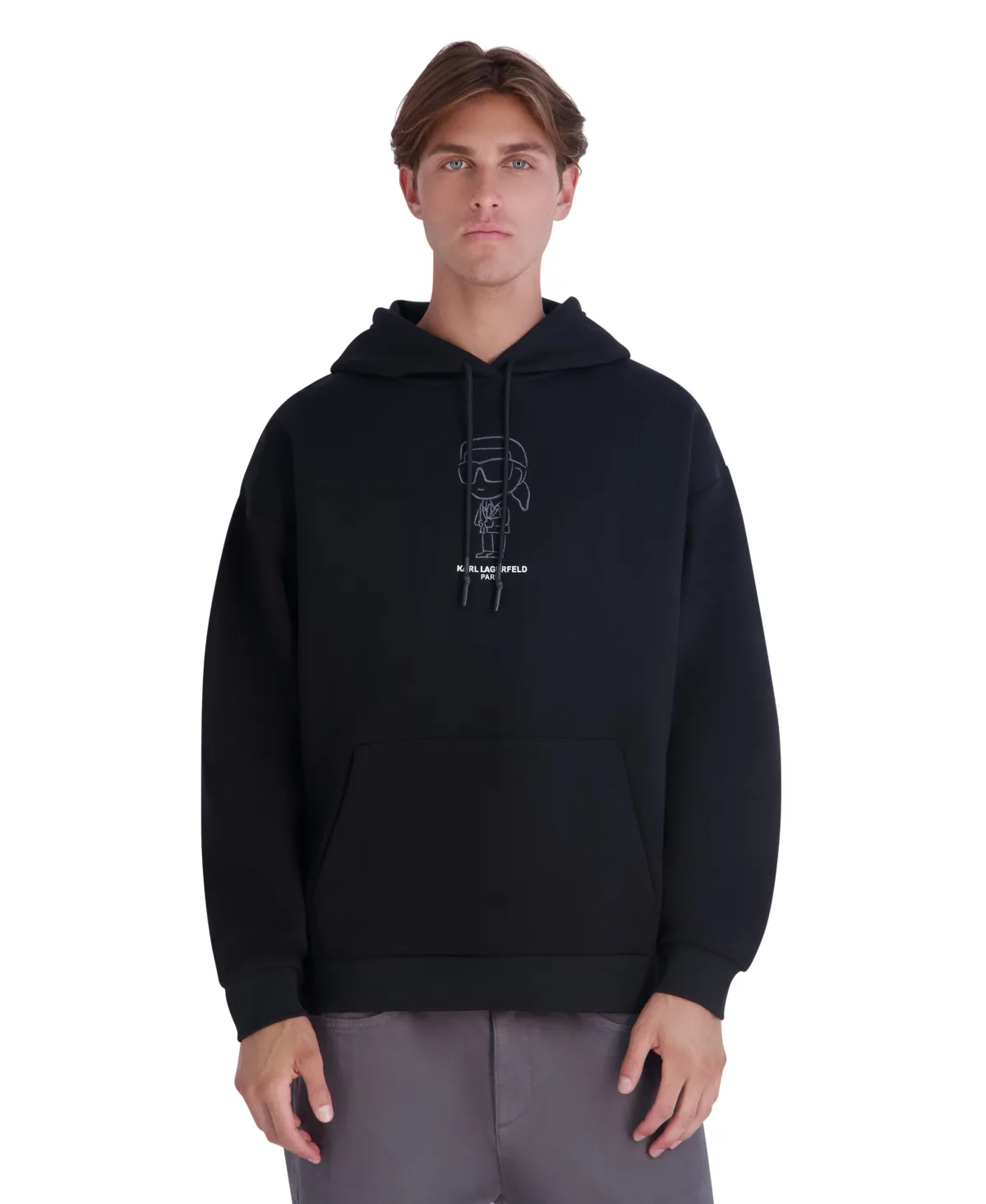 Oversized Graphic Fleece Hoodie by Karl Lagerfeld