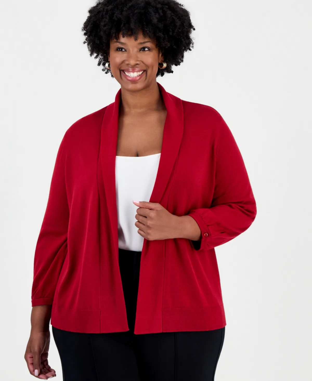 Kissing Front Shawl-Collar Lightweight Cardigan