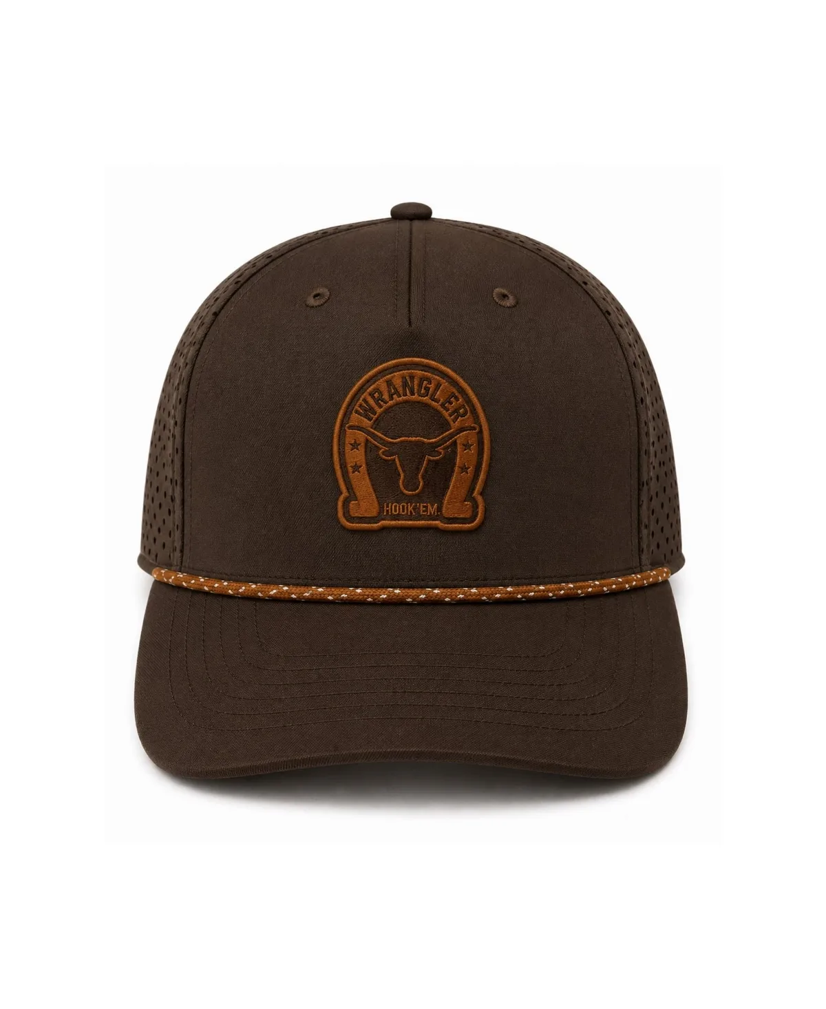 Cap x x Wrangler Brown Texas Longhorns Perforated Rope Adjustable Hat by X