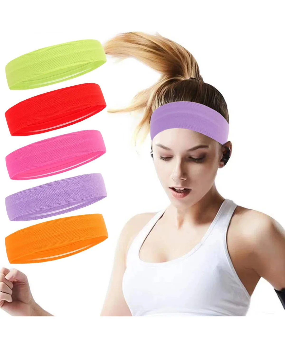 Non-Slip Running Headbands, 5-Piece Set by Peneyon