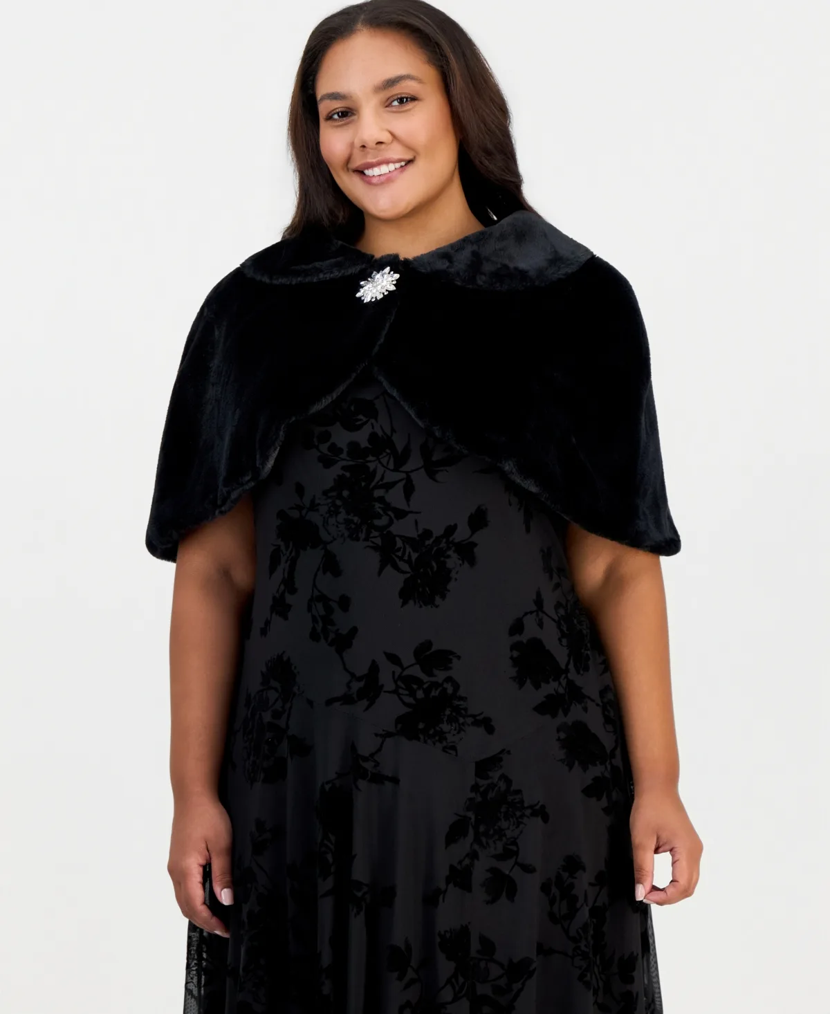 Peter Pan Collar Polyester Faux Fur Cropped Bolero by Invitee
