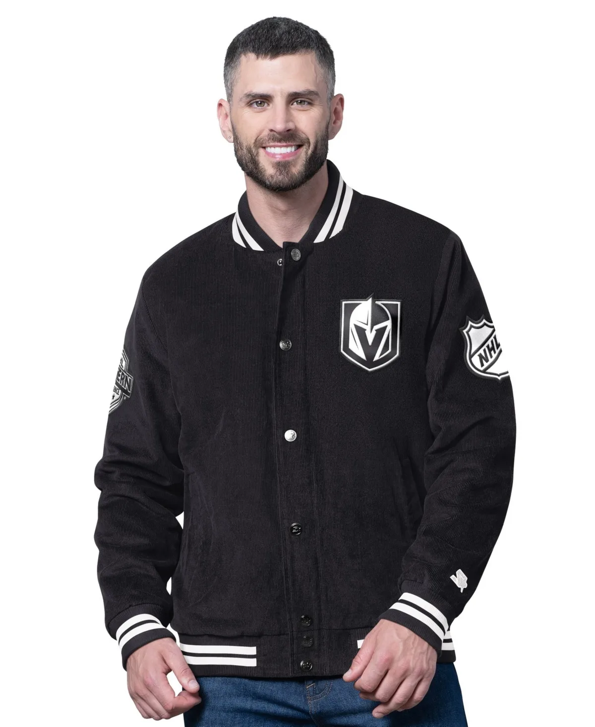 Starter Black Vegas Golden Knights Blackout Varsity Jacket by Starter