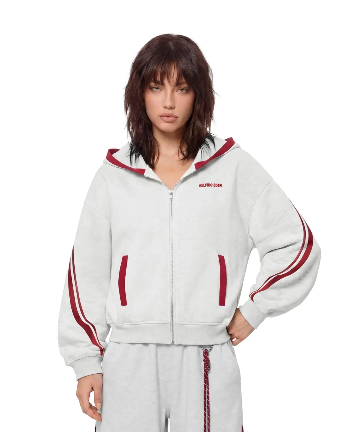 Boxy Contrast Stripe Zip Up Hoodie by Aelfric Eden