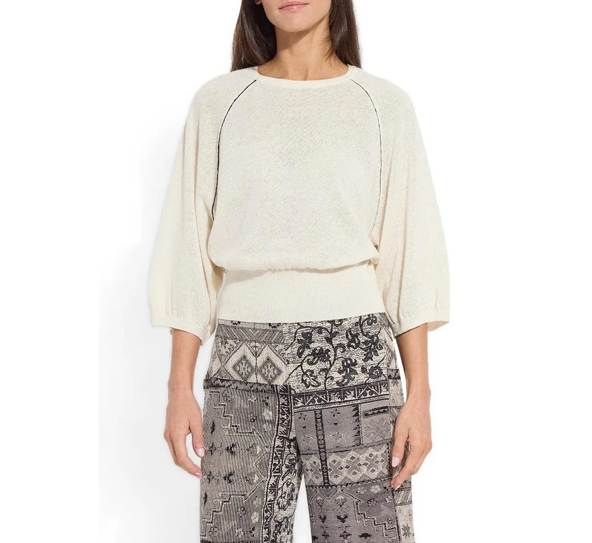Anabela Oversized Lightweight Raglan Long-Sleeve Linen-Cotton-Blend Sweater by Lysse