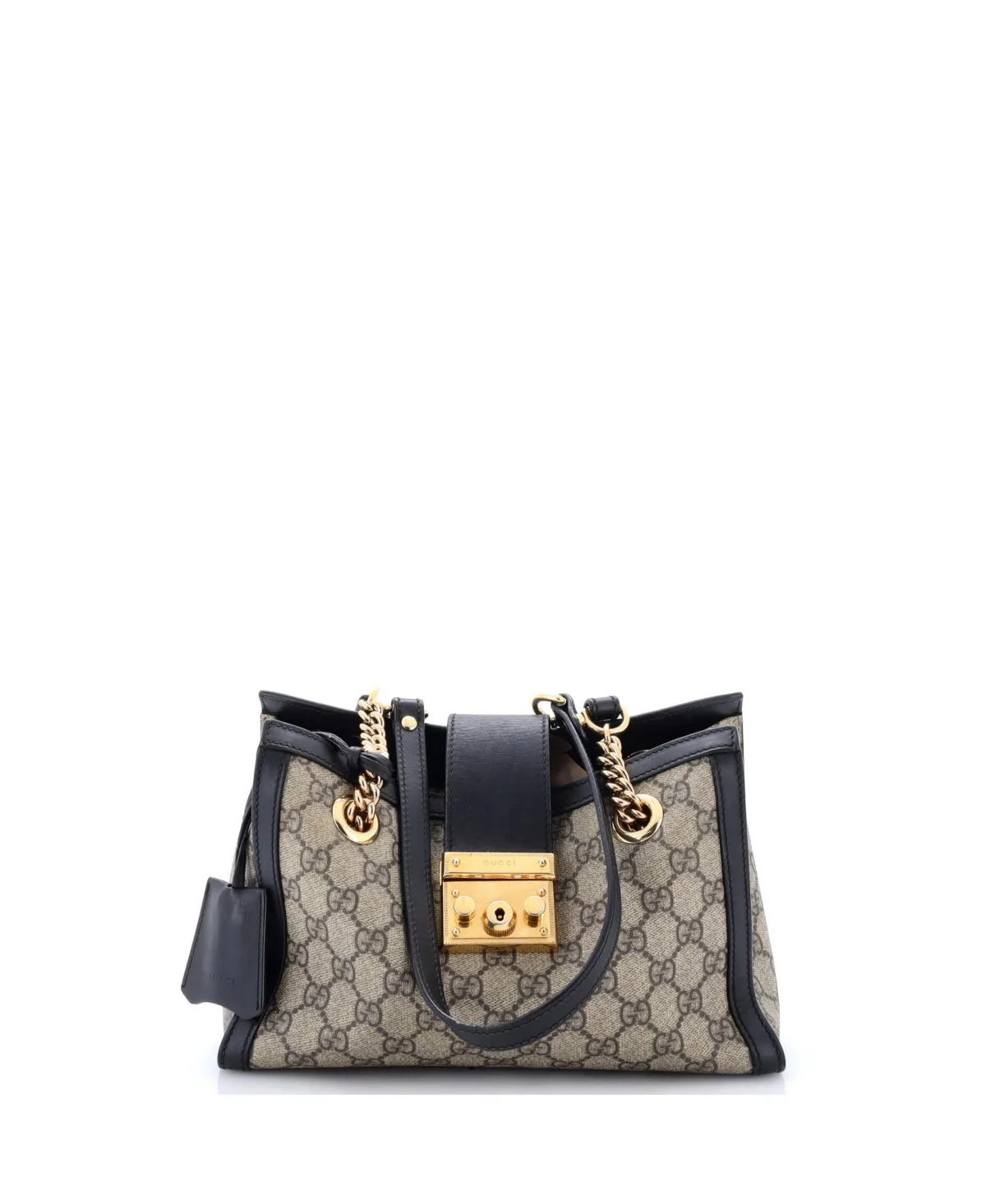 Pre-Owned Gucci Small Padlock Chain Tote GG Coated Canvas with Leather by Gucci