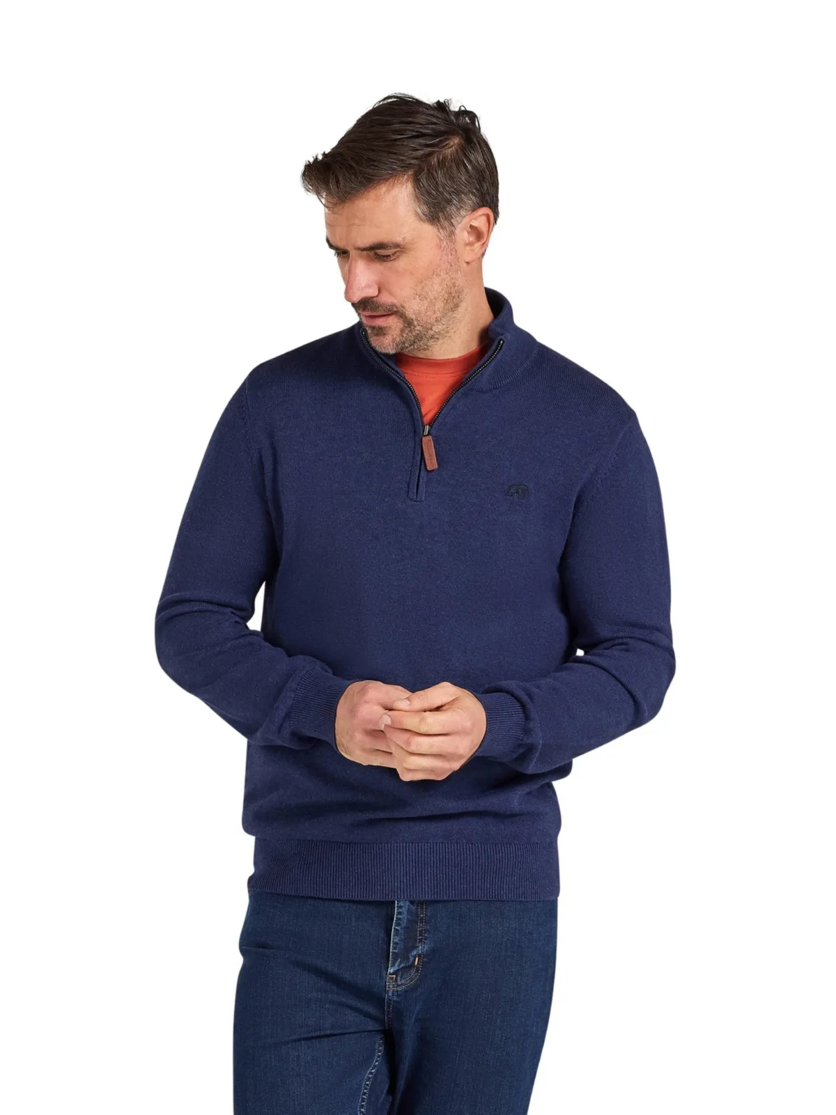 Quarter Zip Cotton/Cashmere Knit by Raging Bull