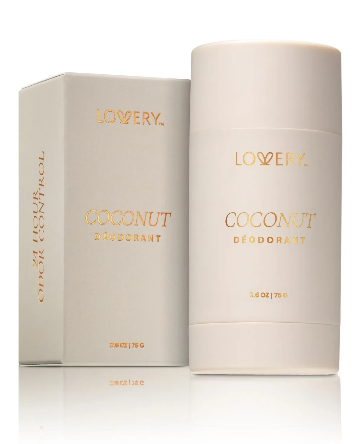 Coconut Aluminum Free Deodorant Stick, 24hr Odor Control 2.6oz by Lovery