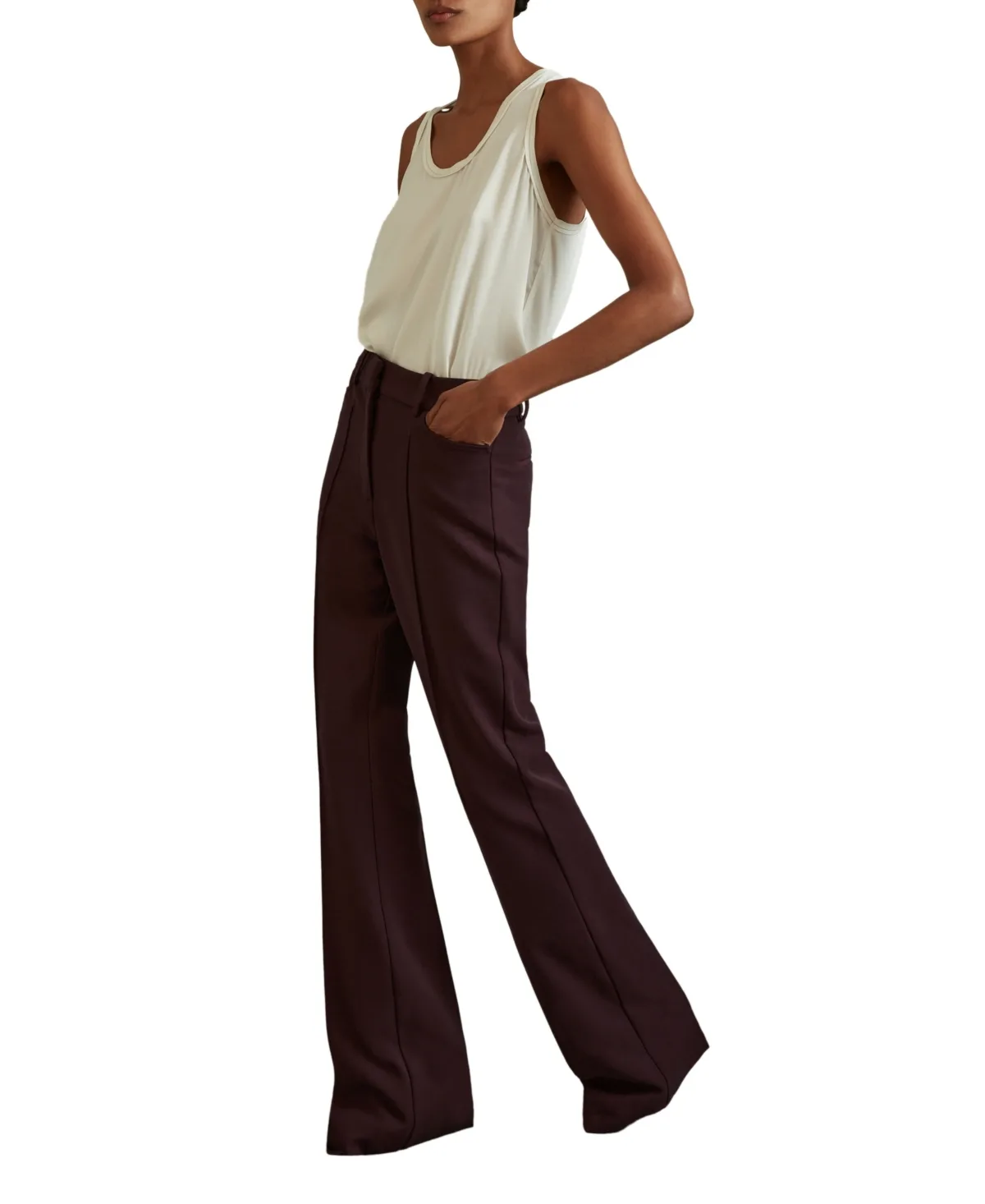 Gabi Flared Mid-Rise Pants by Reiss