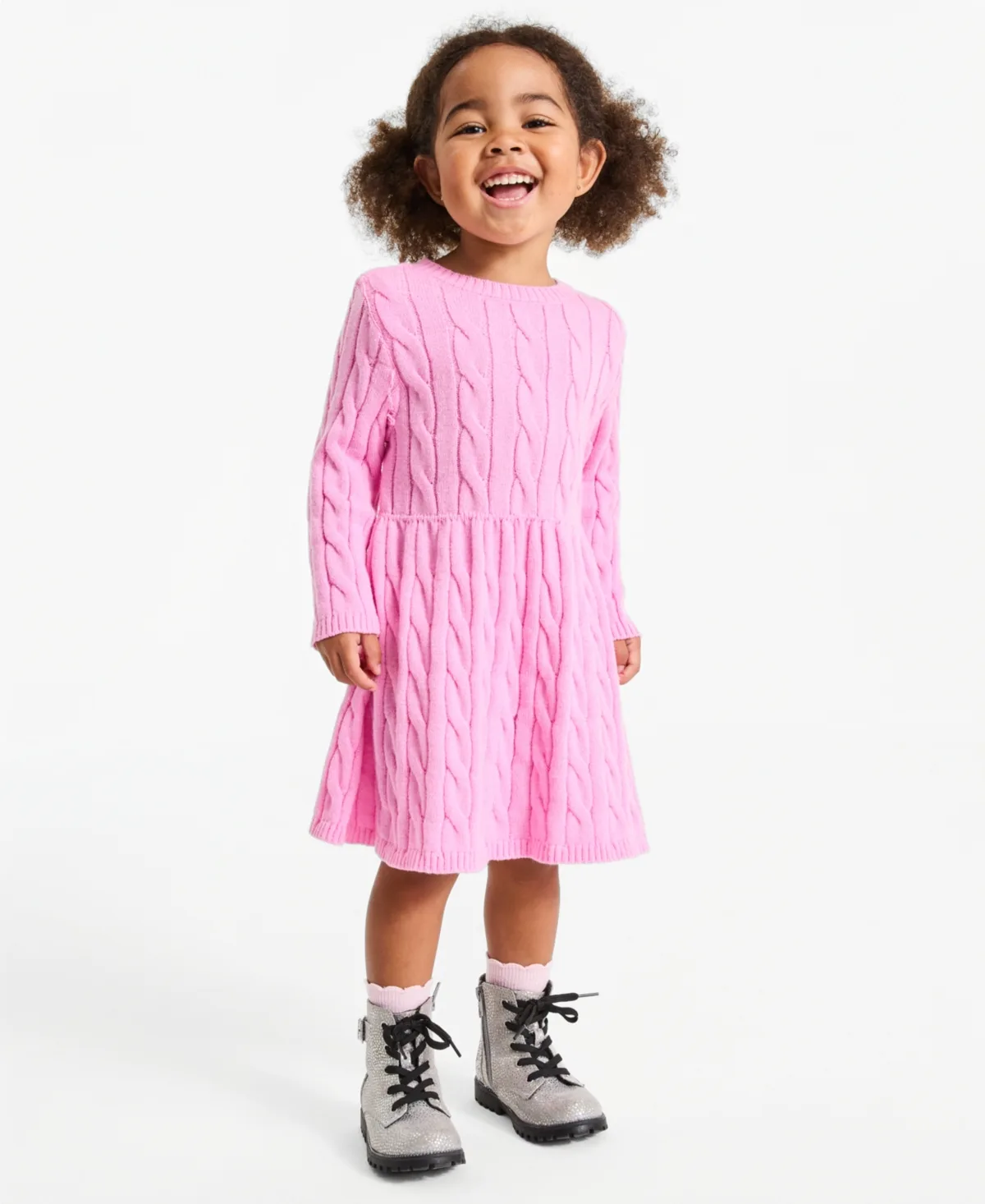 Cable-Knit Long-Sleeve Fit & Flare Sweater Dress by Epic Threads