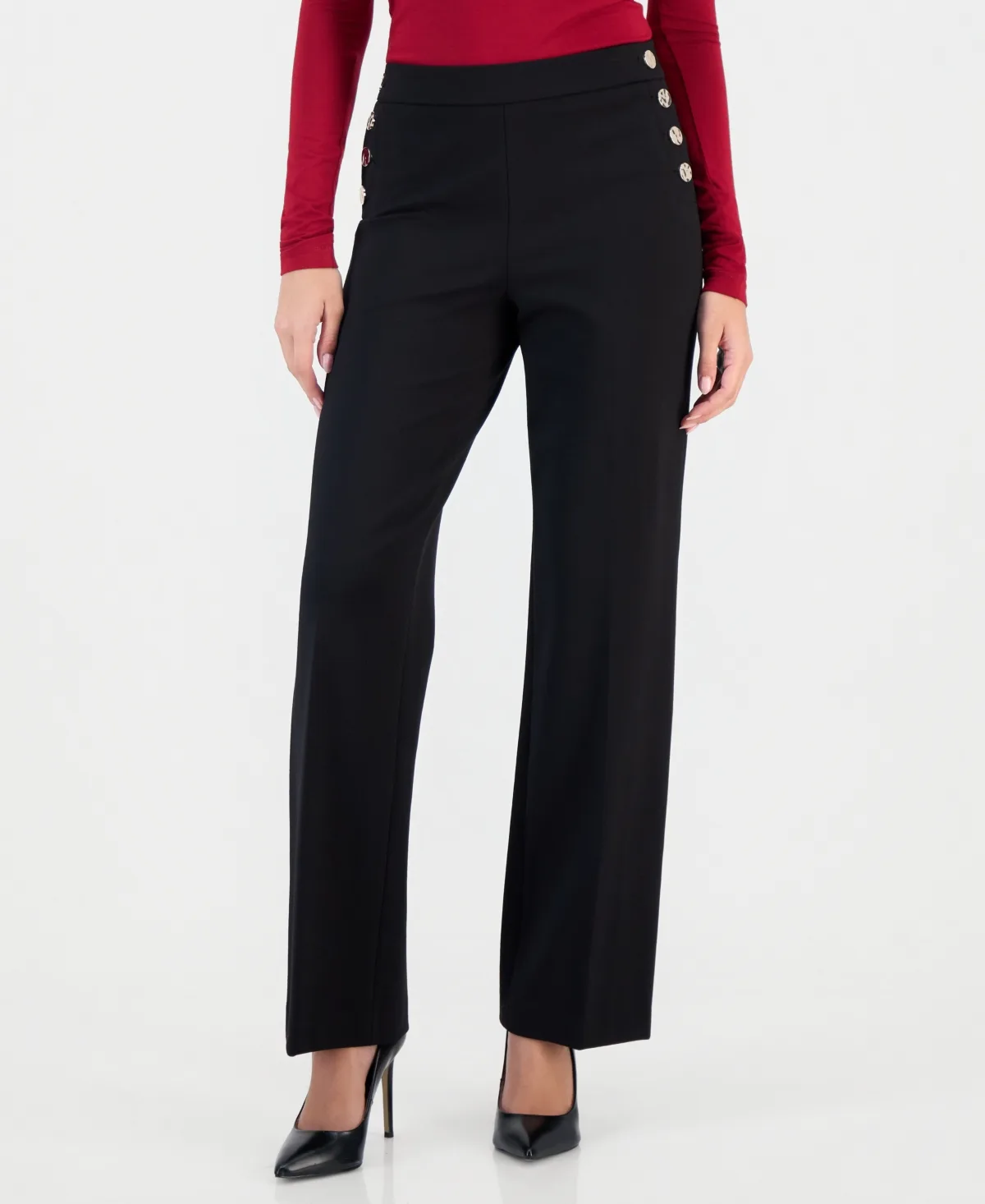Sailor High-Waist Wide-Leg Pants by Anne Klein