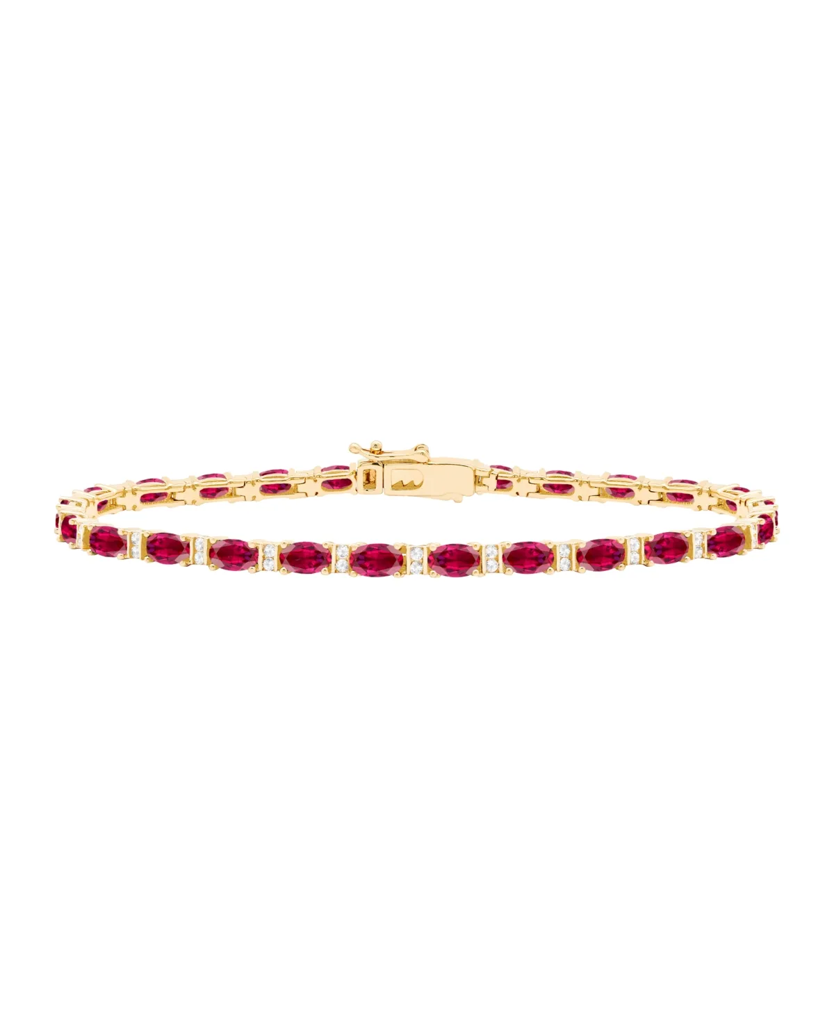 Lab-Grown Opal (2-1/4 ct. t.w.) & Lab-Grown White Sapphire (1/2 ct. t.w.) Bracelet in 14k Gold Over Sterling Silver