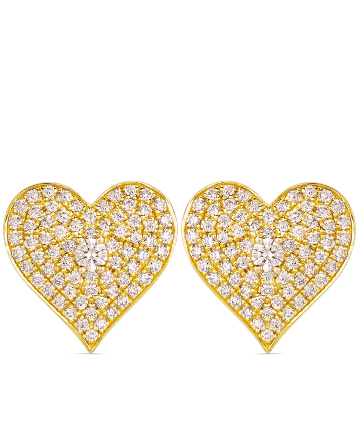 Honey Gold Heart Diamond Stud Earrings (3/4 ct. t.w.) in 14k Yellow Gold