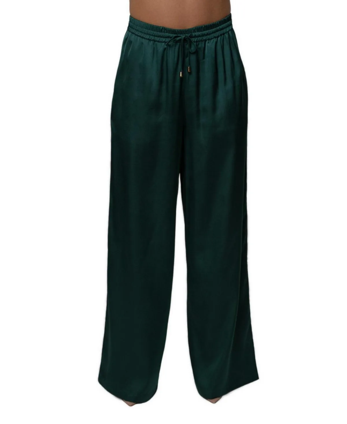 Sunny Day Satin Wide-Leg Drawstring Pants by Jluxlabel