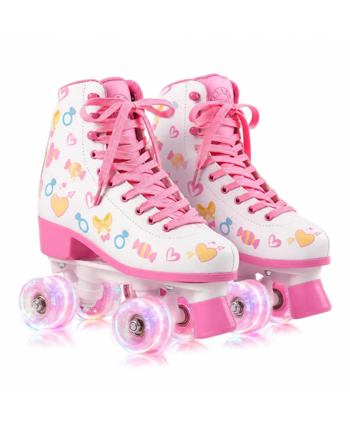 Classic High Top Quad Roller Skates Light Up Wheels Indoor Outdoor by Magicorange