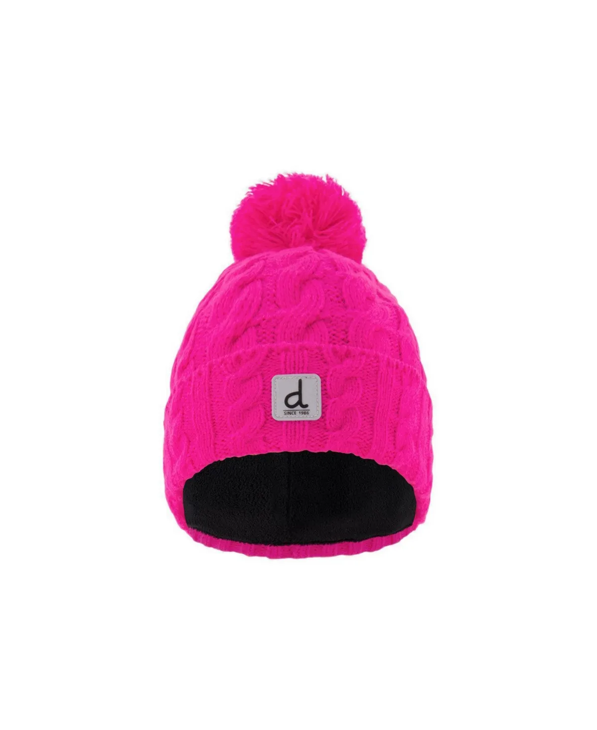 Cable-Knit Fleece-Lined Beanie with Pompom by Deux Par Deux