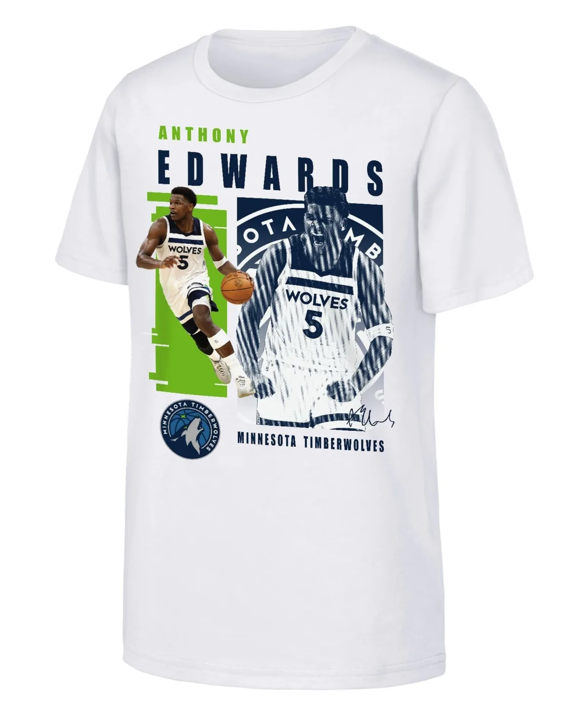 Anthony Edwards Crew Neck Graphic T-Shirt by Outerstuff