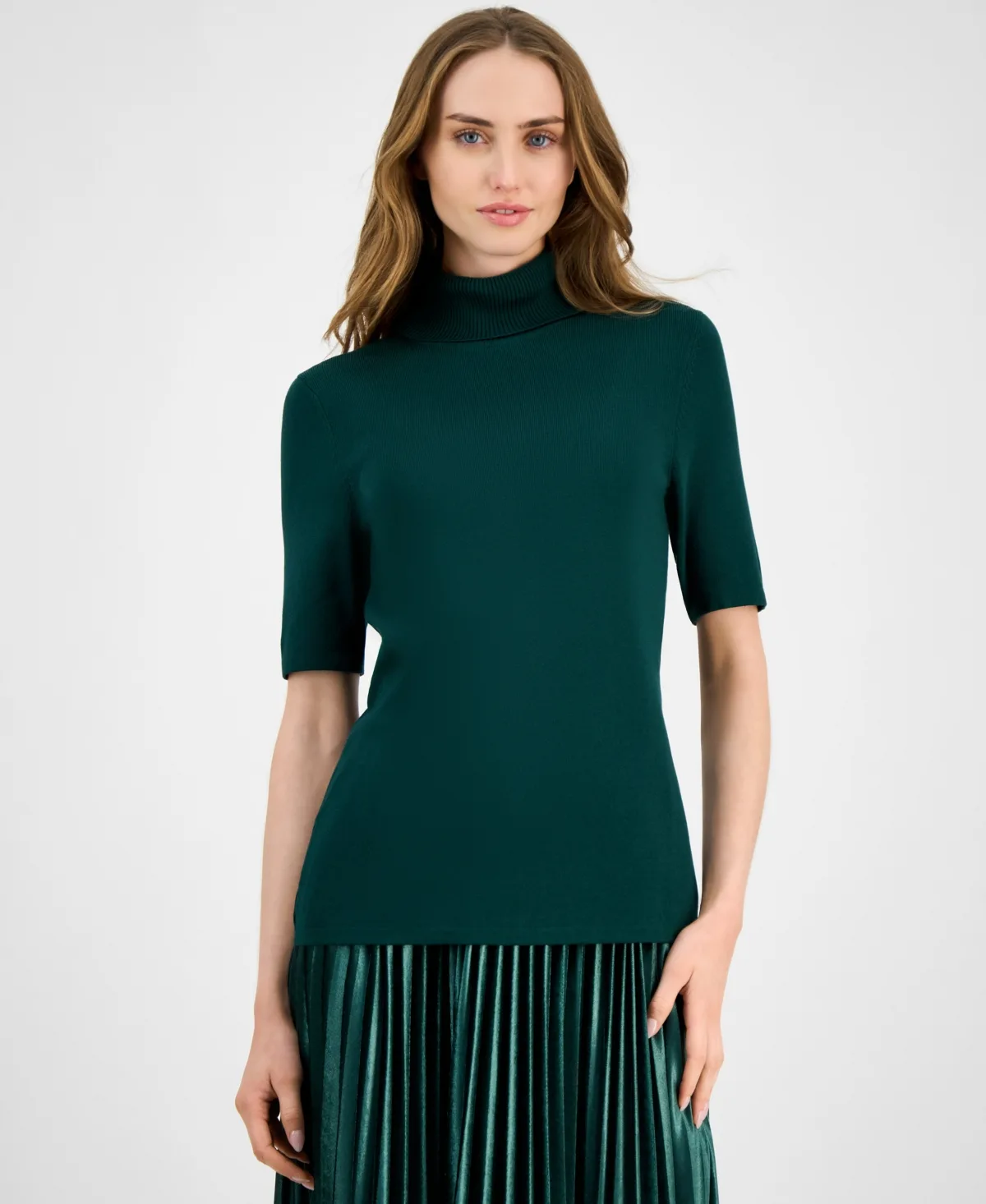 Half-Sleeve Turtleneck Sweater by Anne Klein