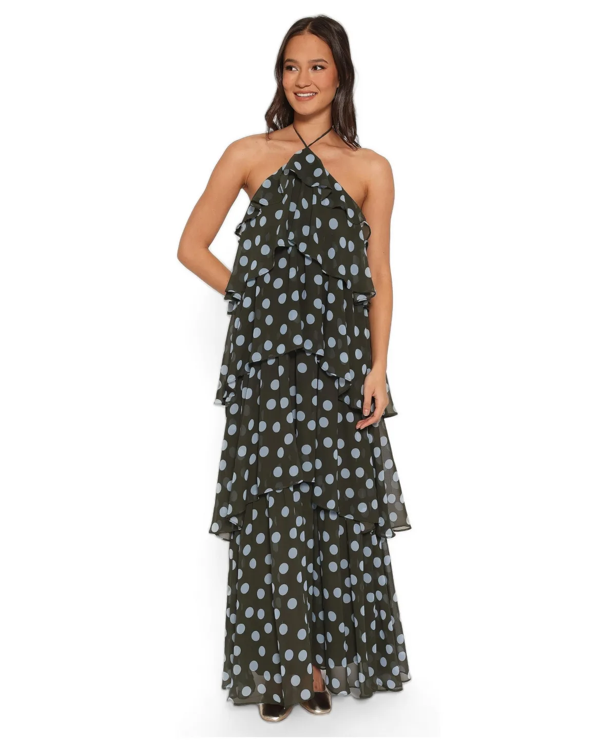 Chasity Halter Tiered-Ruffle Maxi Dress by Petal and Pup