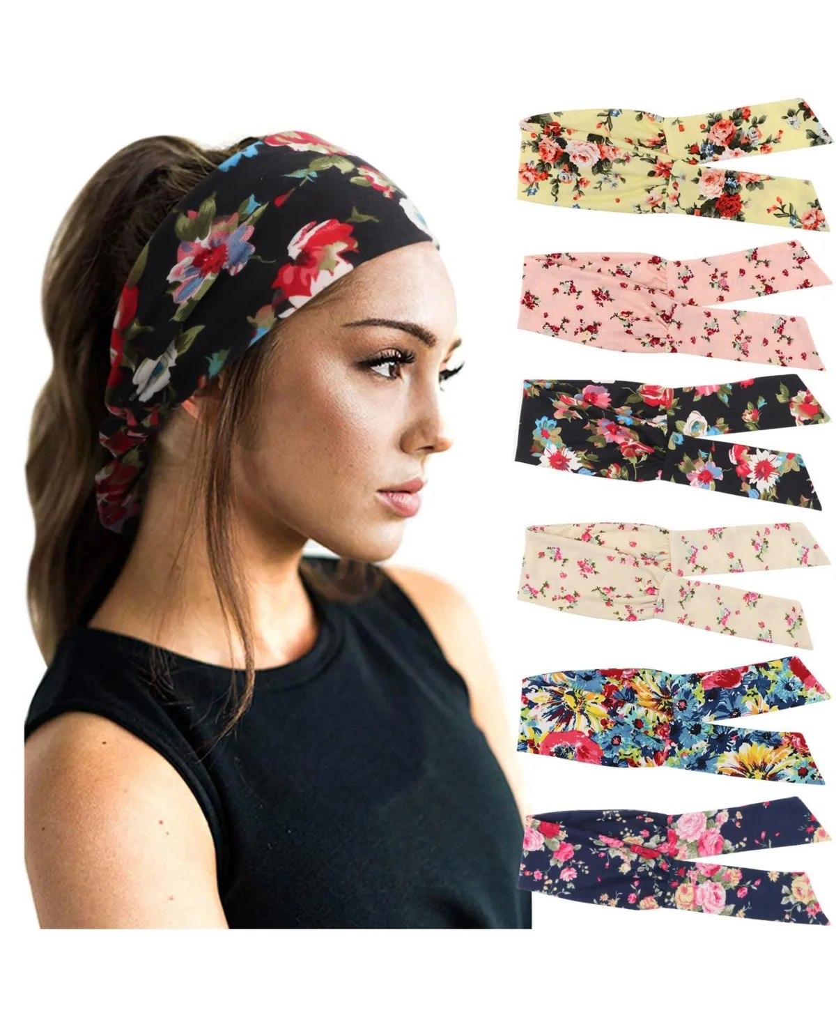 Adjustable Knotted Non-Slip Hair Bands, 6-Piece Set by Peneyon