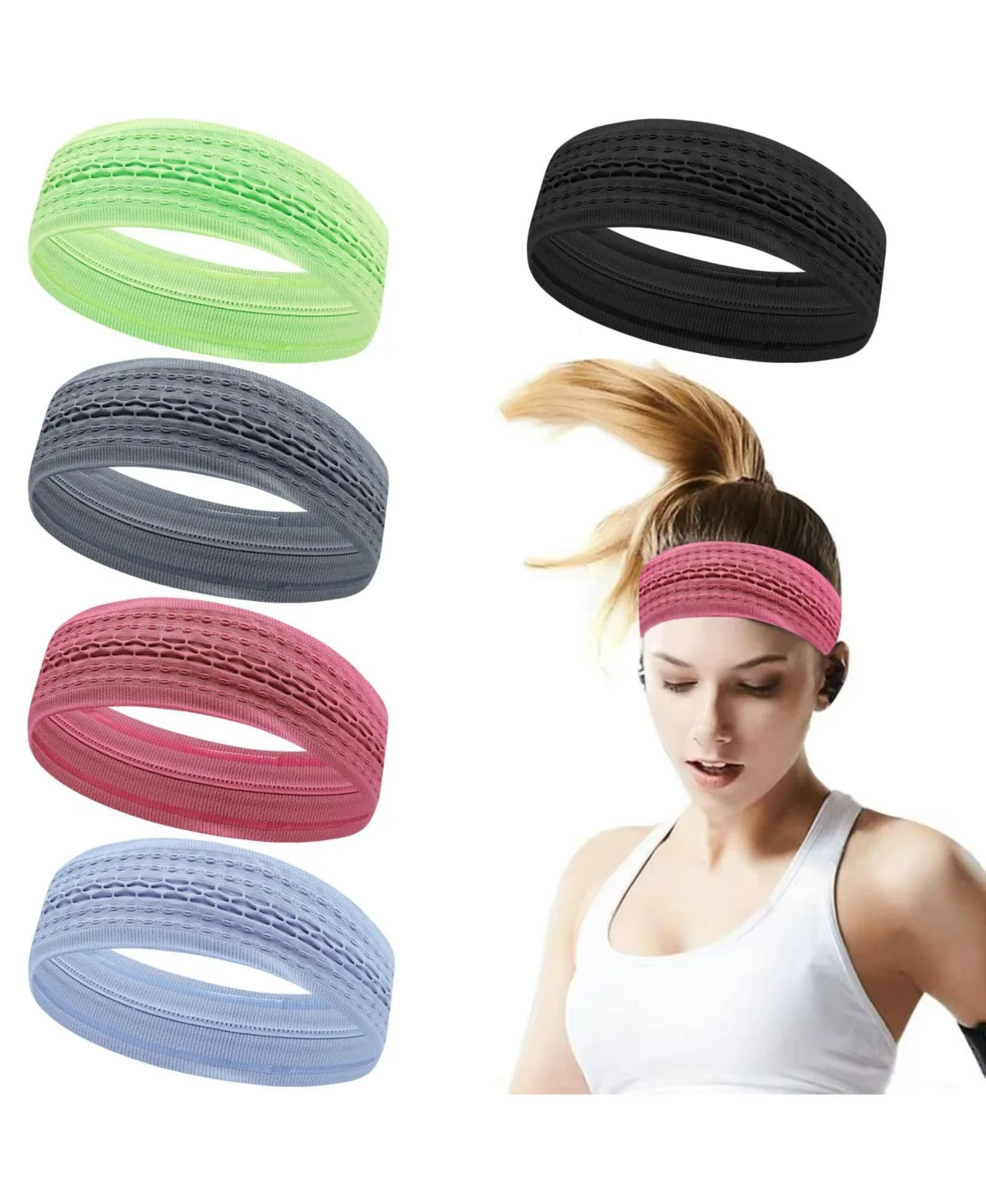 Non-Slip Running Headbands, 5-Piece Set by Peneyon