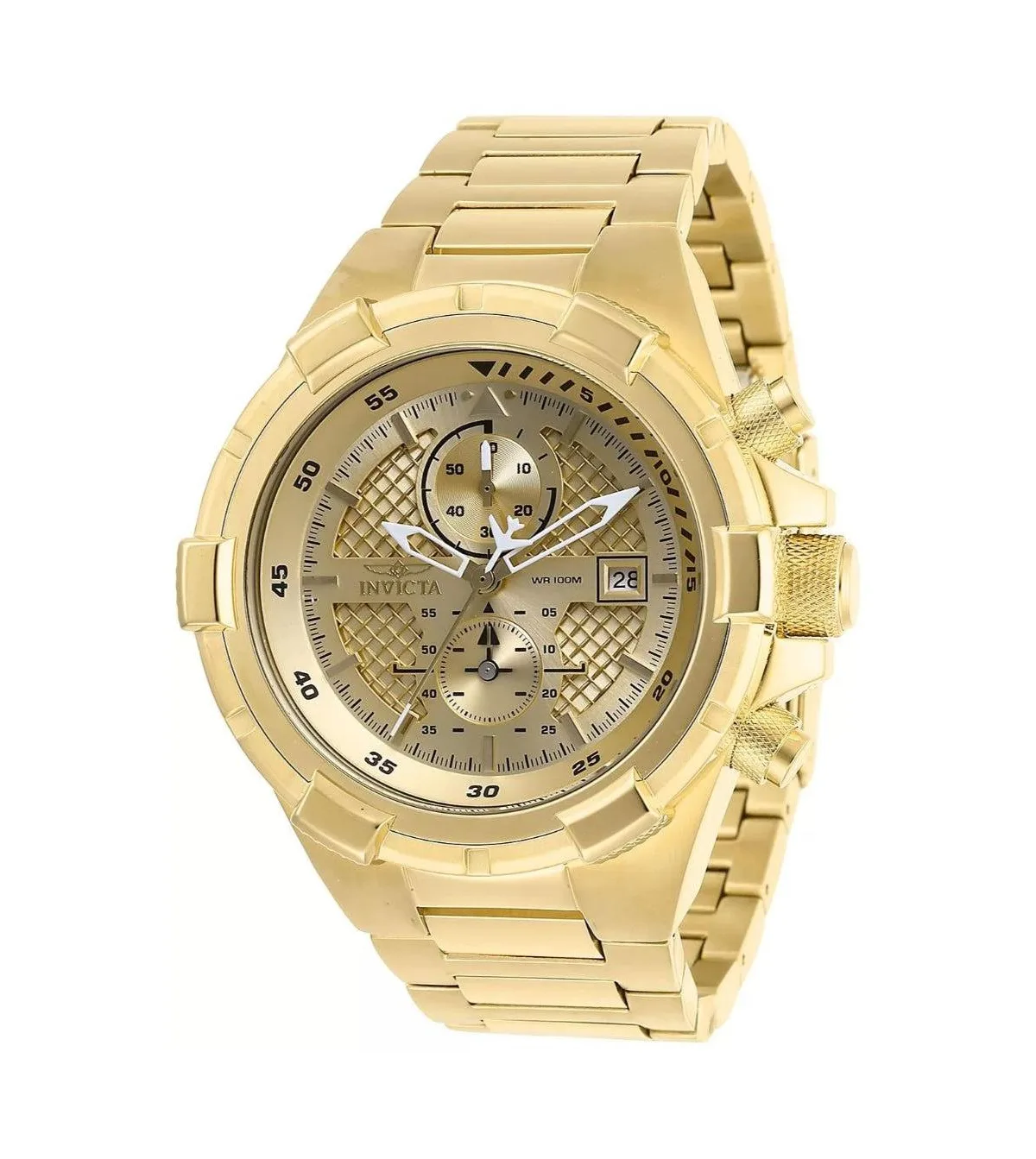 Aviator Quartz Chronograph Water-Resistant Gold-Tone Stainless Steel Watch, 50.5mm
