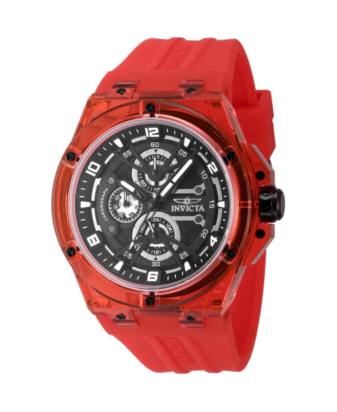 Quartz Racing Red Rubber Watch, 46mm by Invicta