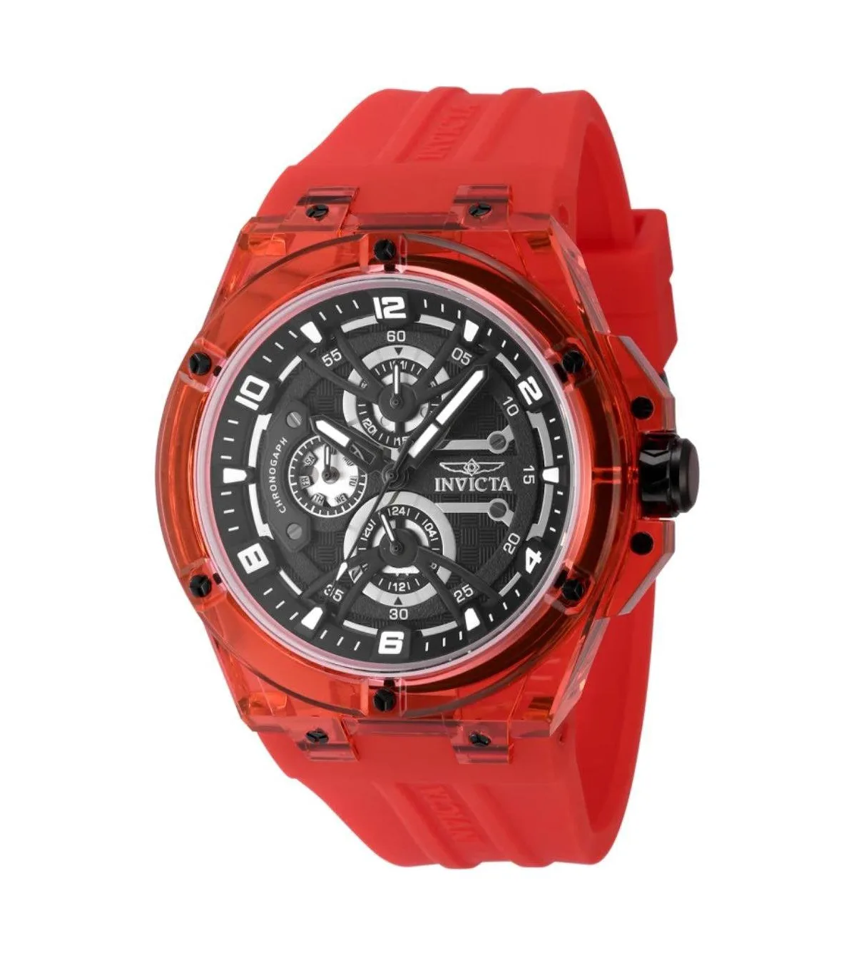 Quartz Racing Red Rubber Watch, 46mm by Invicta