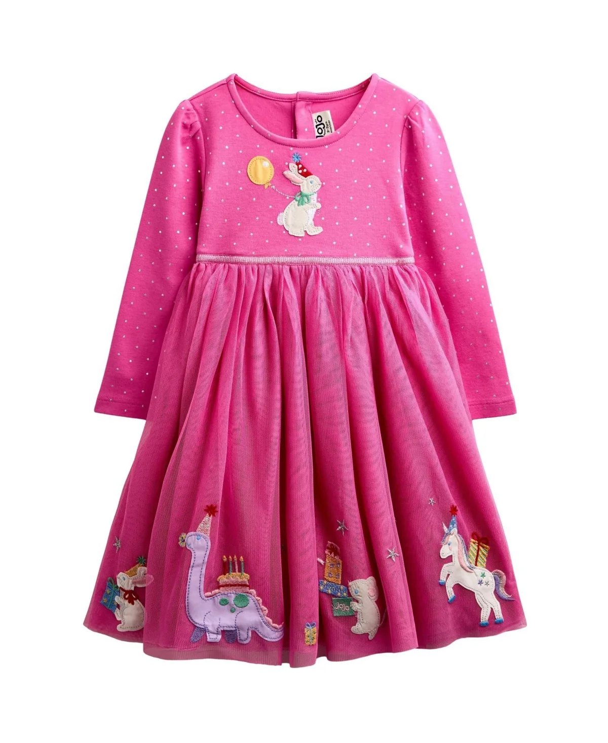 JoJo Maman Bebe Long-Sleeve Applique Tulle Dress by bebe