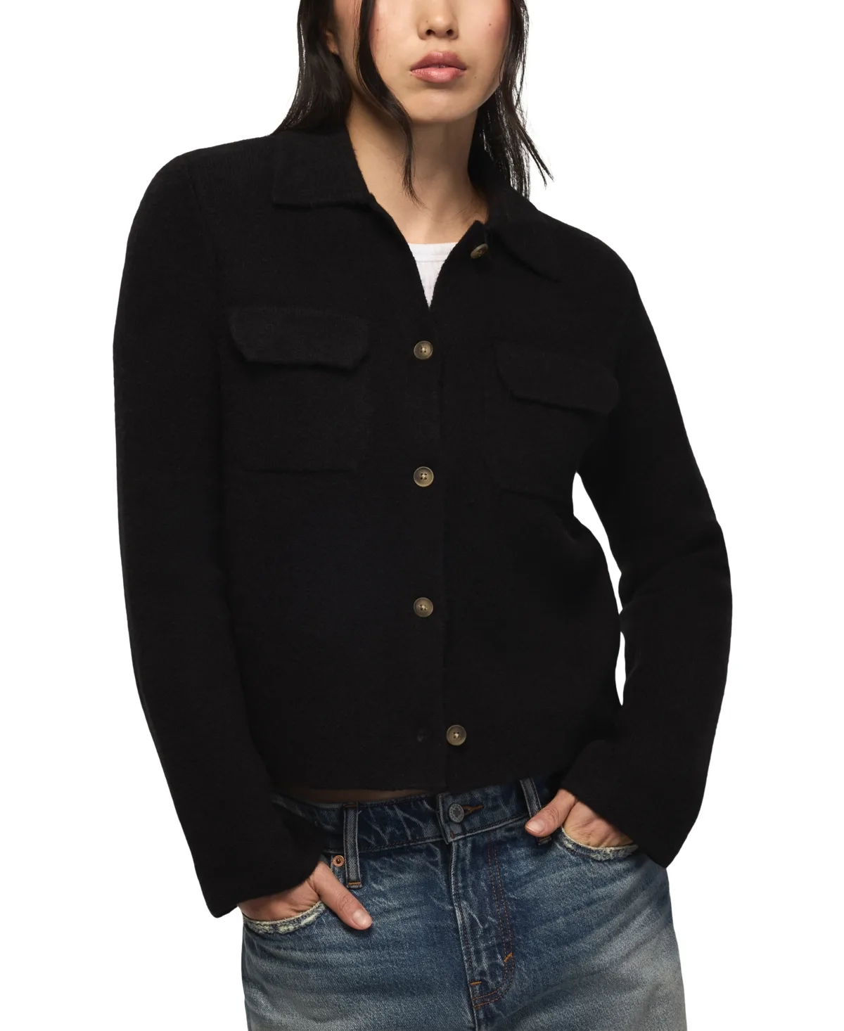 Button-Down Long-Sleeve Fitted Cardigan Sweater by Lucky Brand