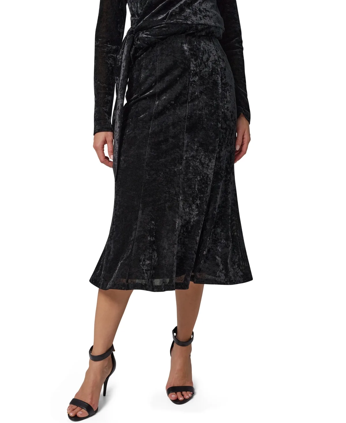 Stretch High-Waisted Velvet Midi Skirt by Donna Karan New York