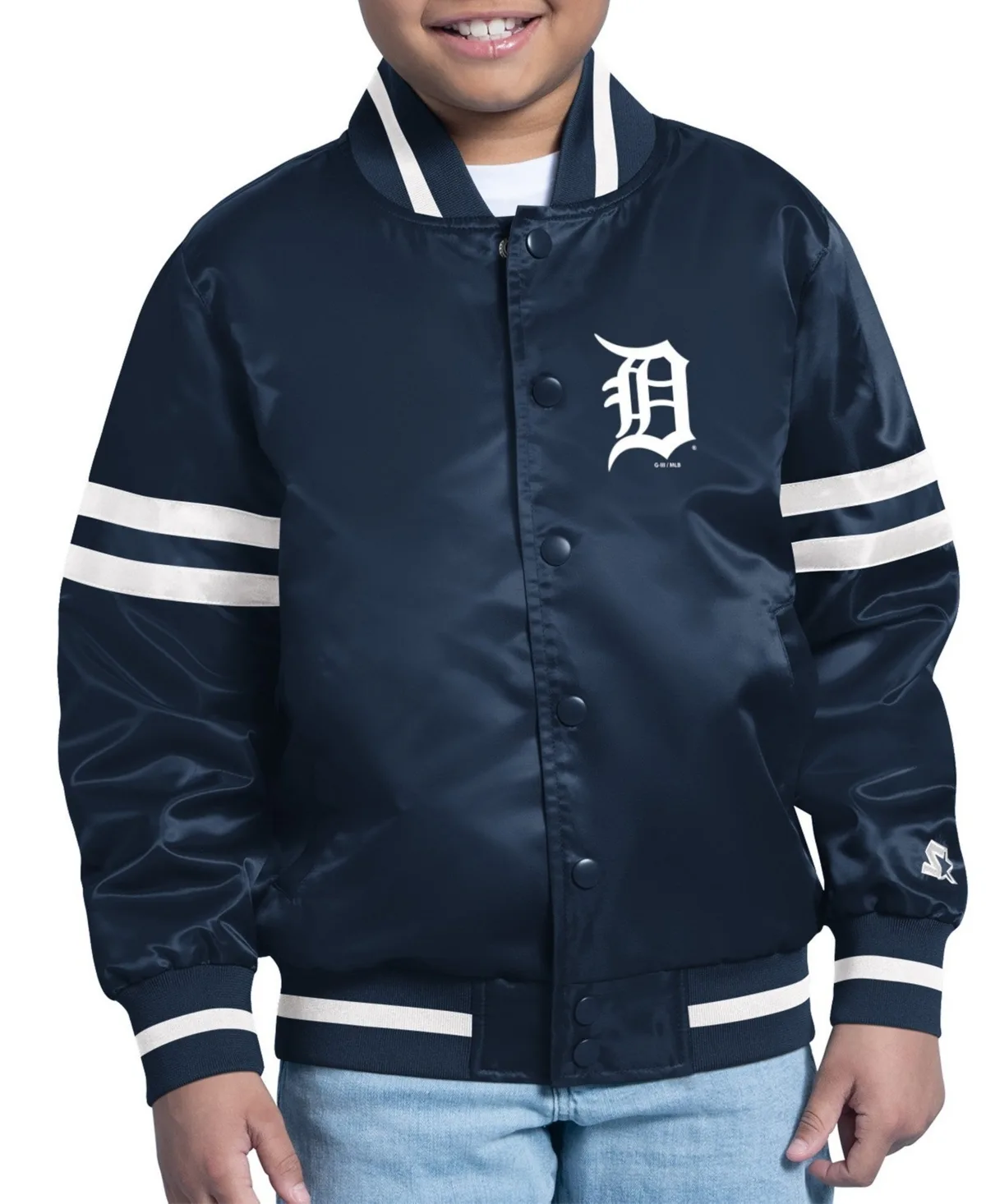 Detroit Tigers Full-Snap Satin Varsity Jacket by Starter
