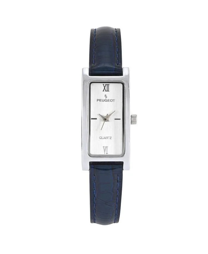 Dial Watch with Glossy Leather Strap