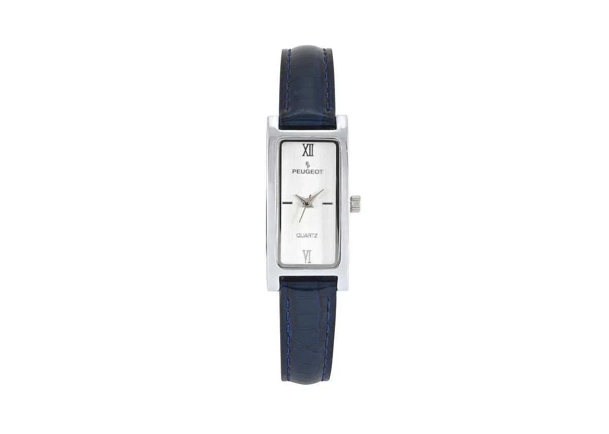 Dial Watch with Glossy Leather Strap by Peugeot