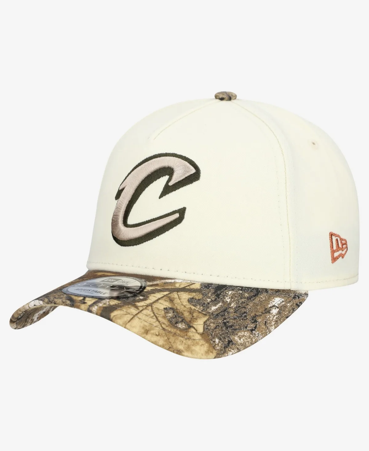 Cleveland Cavaliers Realtree Chrome 9FORTY A-Frame Adjustable Baseball Cap - Cream, Realtree Camo by New Era