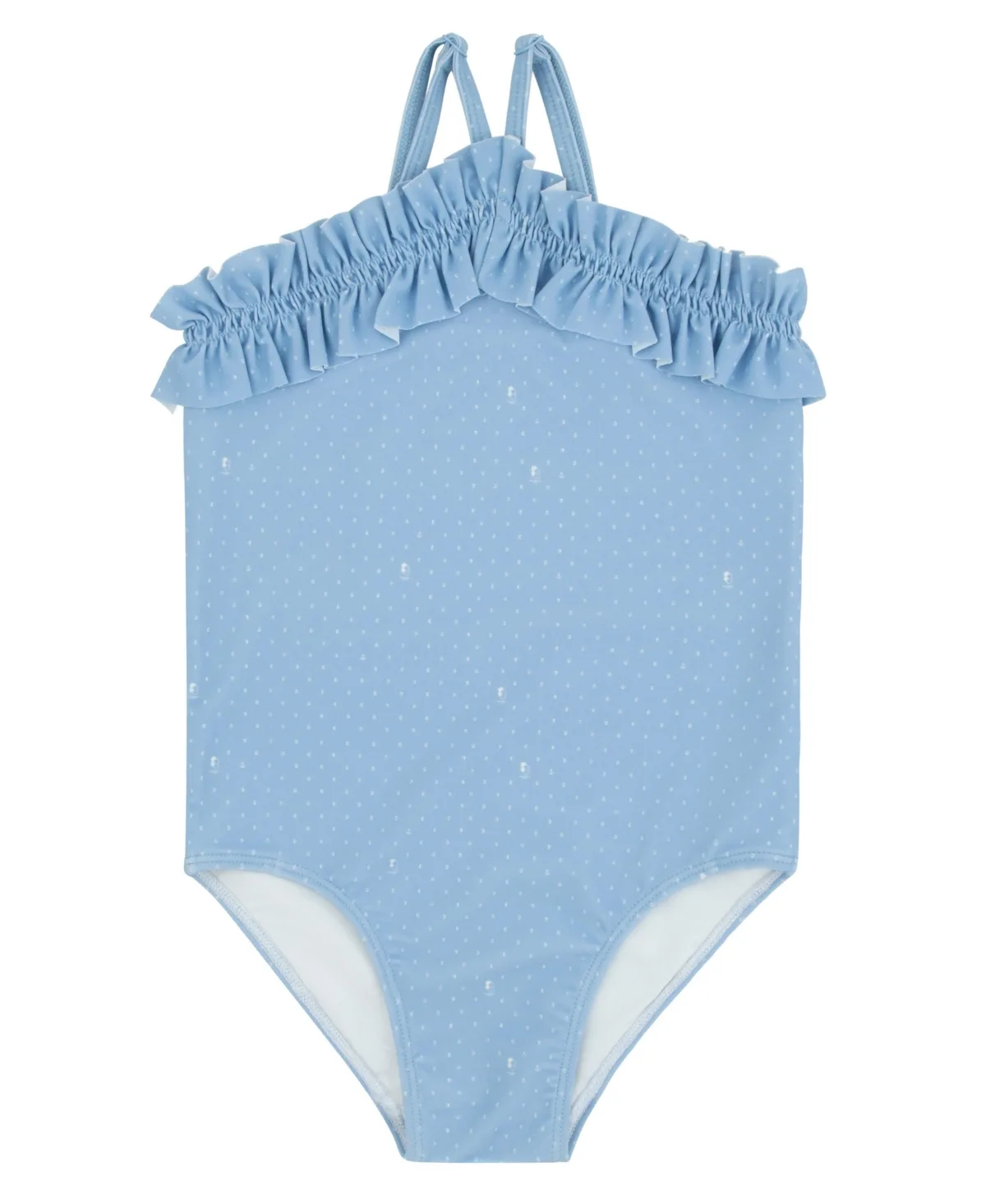 Crossover-Back Ruffle-Trim One-Piece Swimsuit by Noggiwear