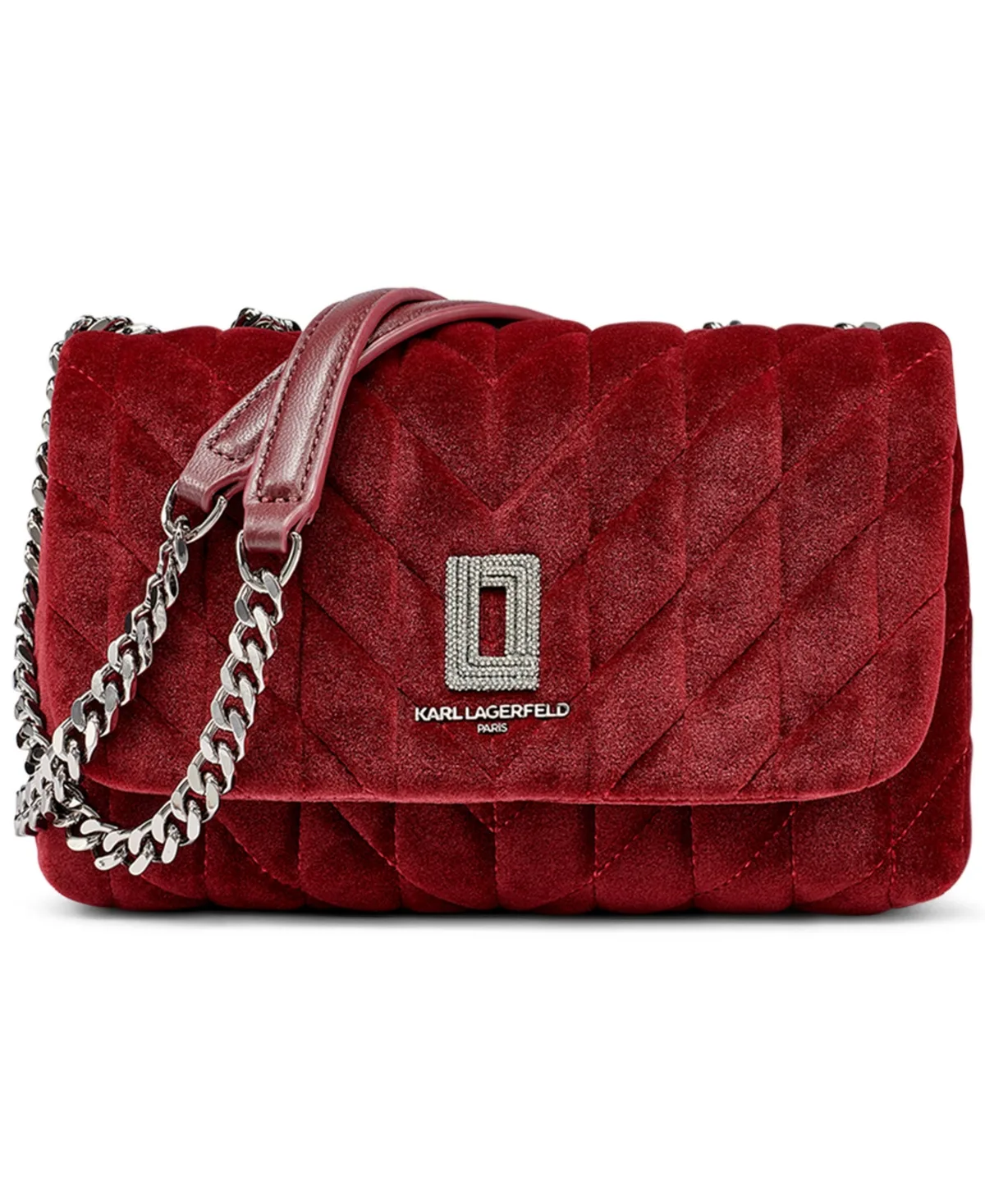 Lafayette Quilted Velvet Crossbody Shoulder Handbag by Karl Lagerfeld