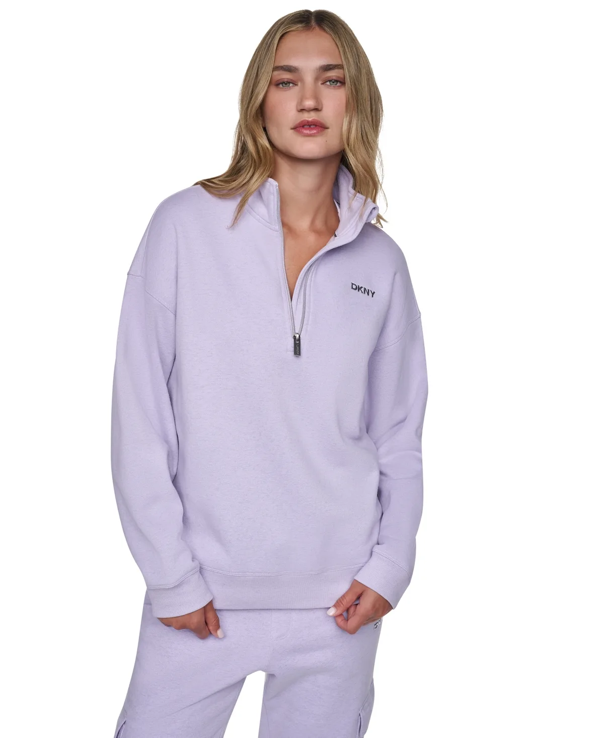 Sport Metallic Bubble Logo Zipper Sweatshirt by DKNY