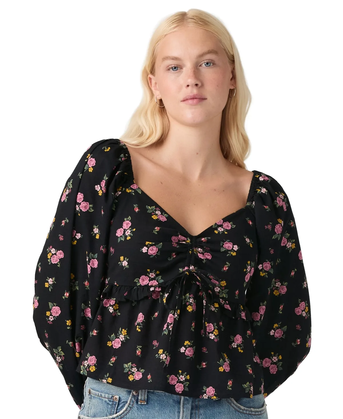 Lotte Front-Tie Slim-Fit V-Neck Blouse by Levi's