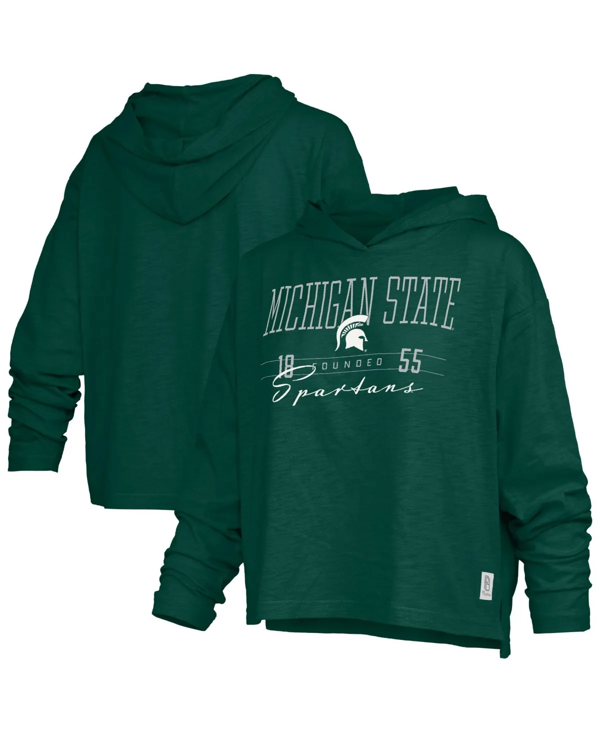 Michigan State Spartans Castillo Slub Waist Length Long-Sleeves Hoodie by Pressbox