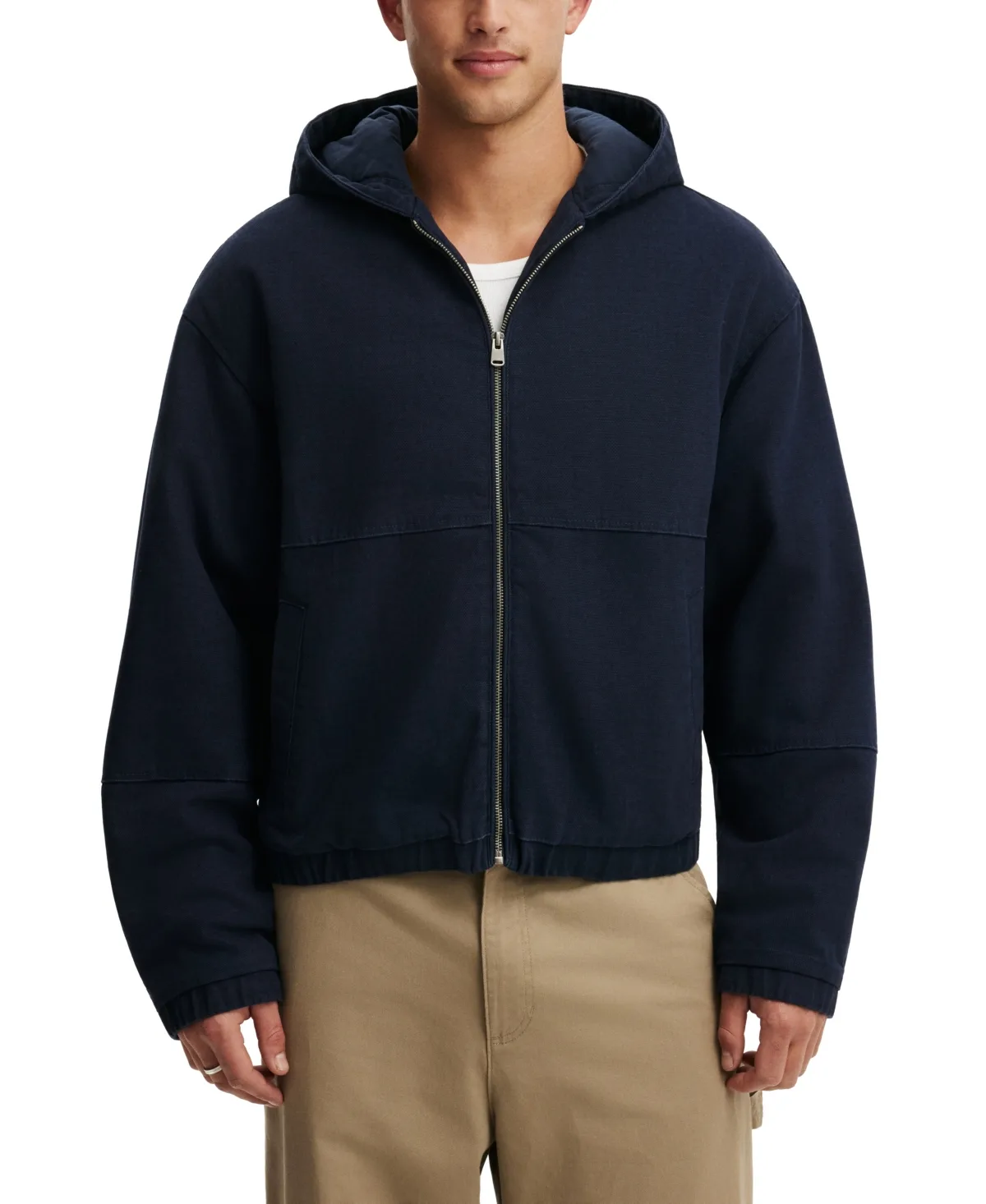 Cropped Hooded Zip-Up Bomber Jacket by Cotton on