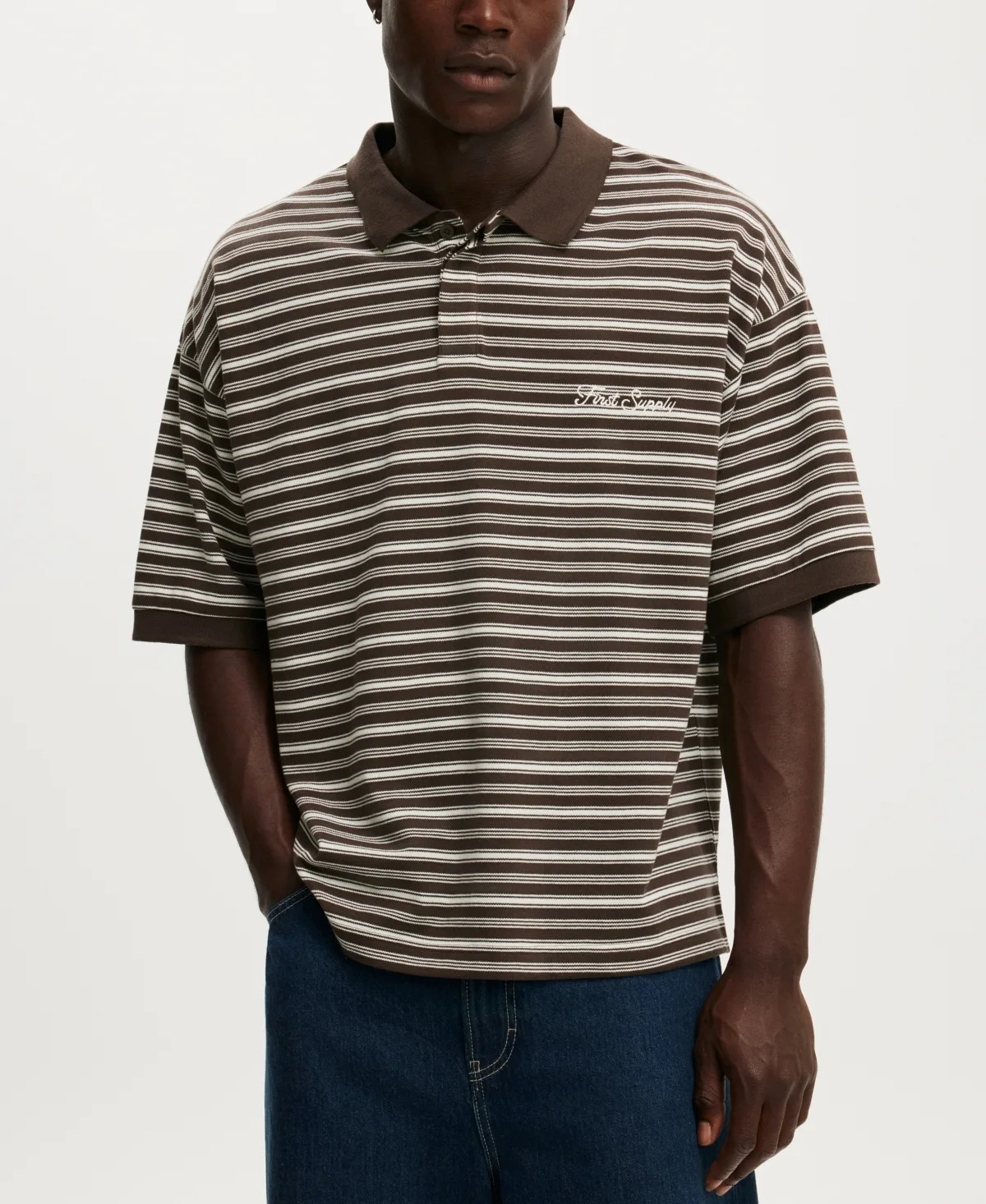 Box Fit Stripe Regular-Fit Polo Shirt by Cotton on