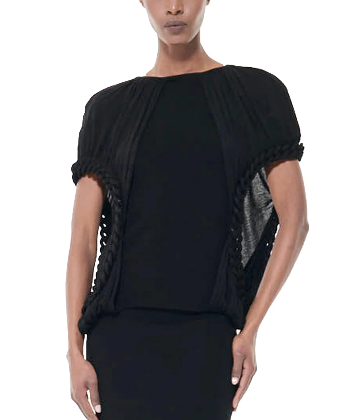 Chain-Detail Fitted Short-Sleeve Top by Leem