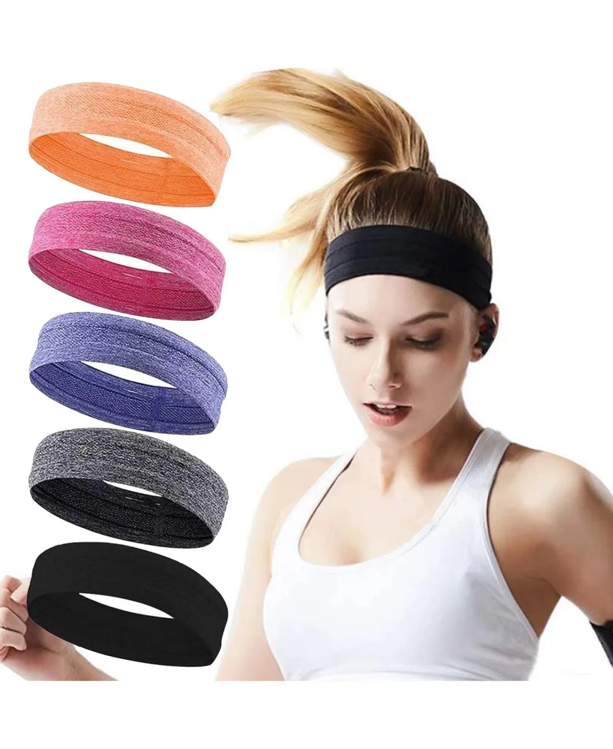 Non-Slip Running Headbands, 5-Piece Set by Peneyon