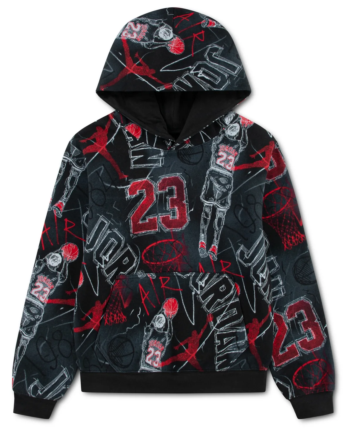 Notebook Doodle-Print Long-Sleeve Hooded Pullover Hoodie by Jordan