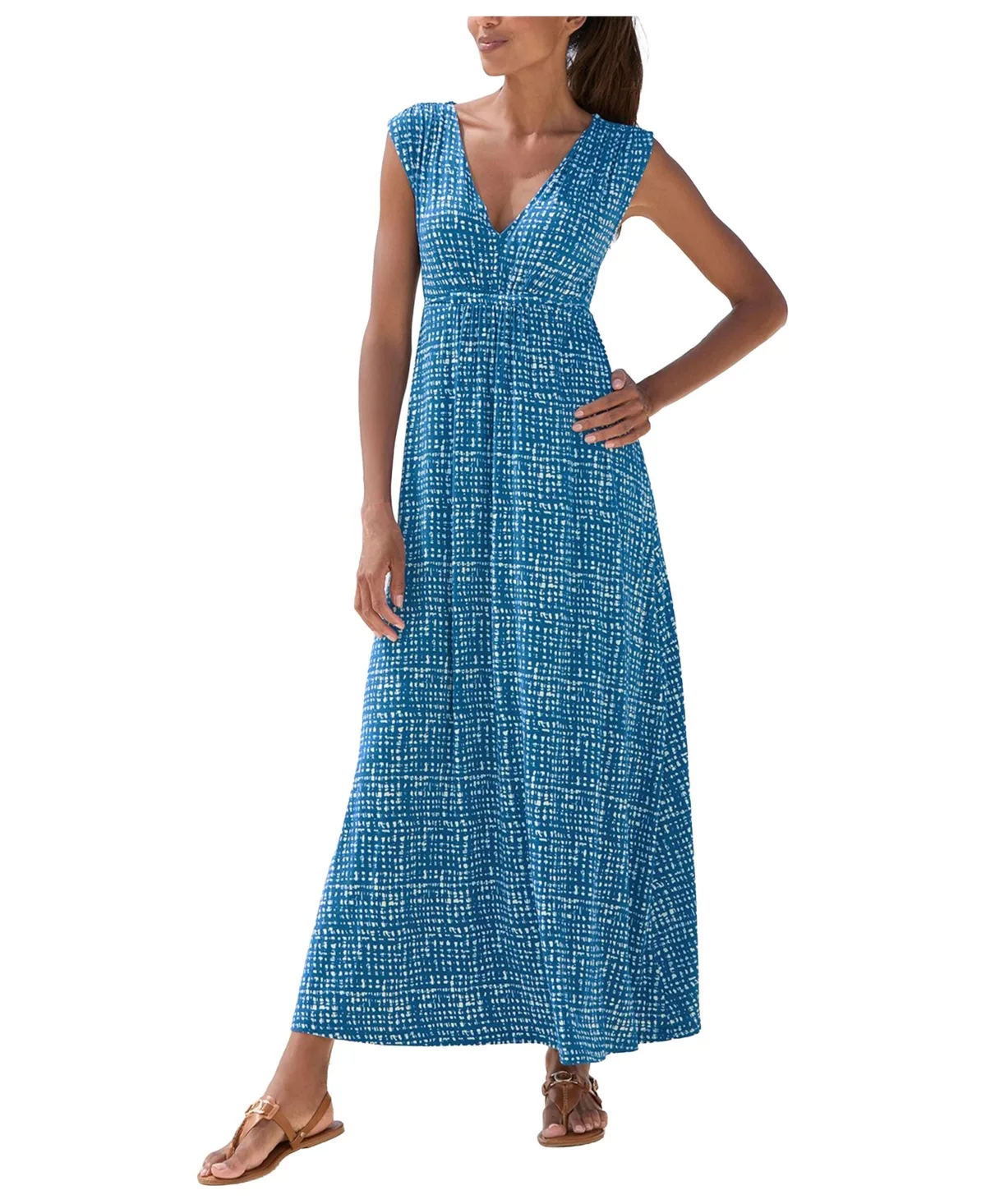 A-Line V-Neck Empire-Waist Maxi Dress by Lascana
