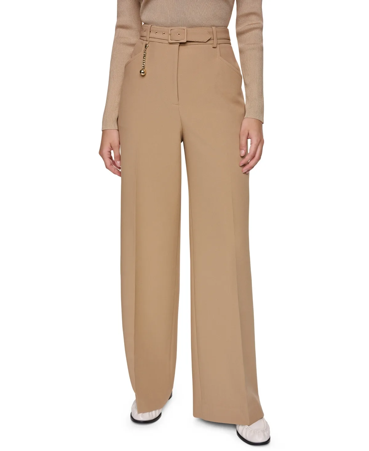 High-Waisted Wide-Leg Belted Pants