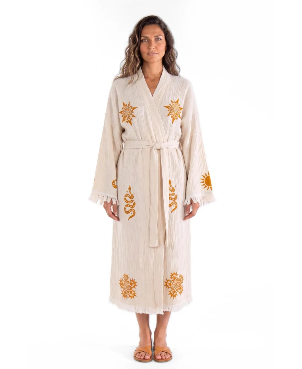 Sirena Snake Printed Fringed Festival Robe by Tutunaki