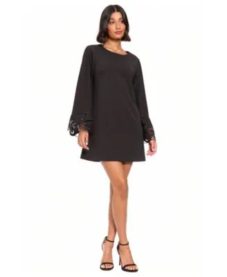 Embroidered a Line Bell Sleeve Dress by London Times