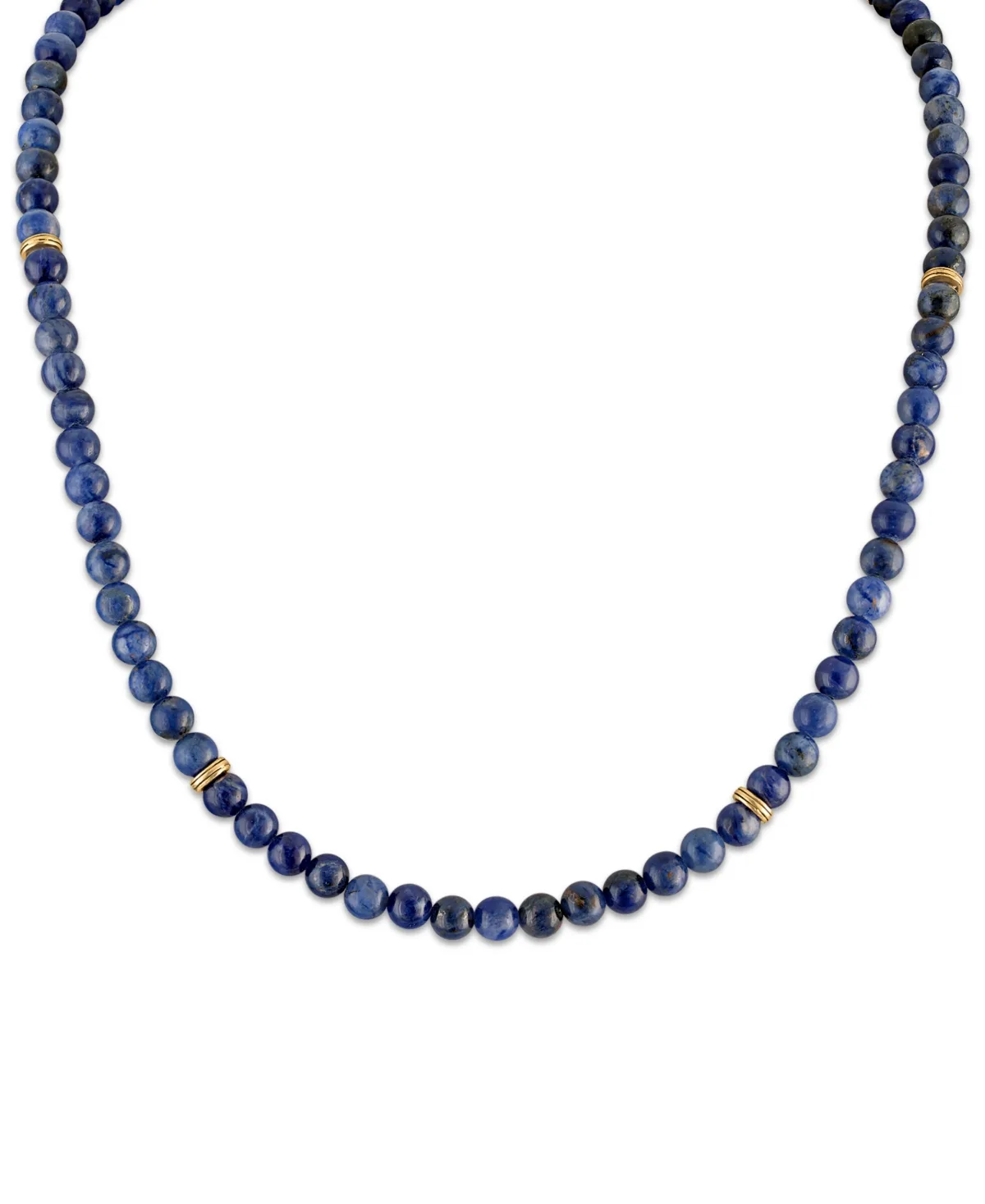 Sodalite Beaded Necklace - Gold-Plated Sterling Silver by Esquire Mens Jewelry